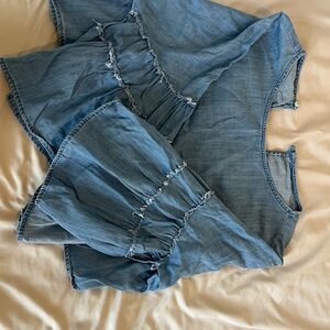 ZARA Casual Blue Denim Blouse